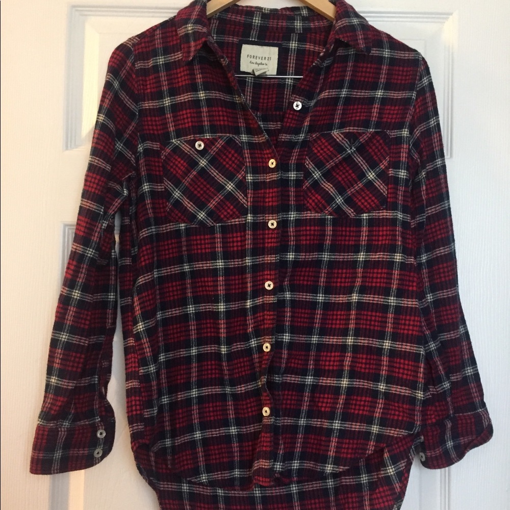 Forever 21 blue, red and white flannel